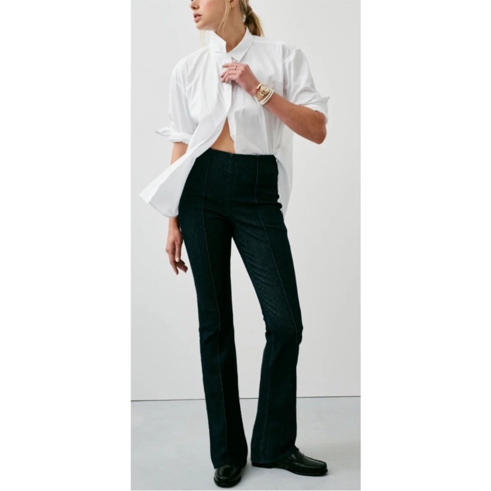 SPANXshape Zero Waistband Micro Flare Jeans, Dark Blue, High Waisted, Sz S
